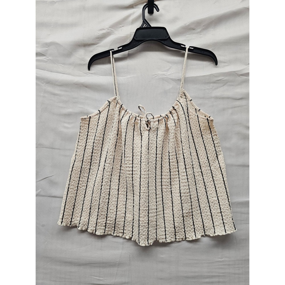 A New Day Womens Striped Cami Top Cream Polyester Blend Casual Size Medium